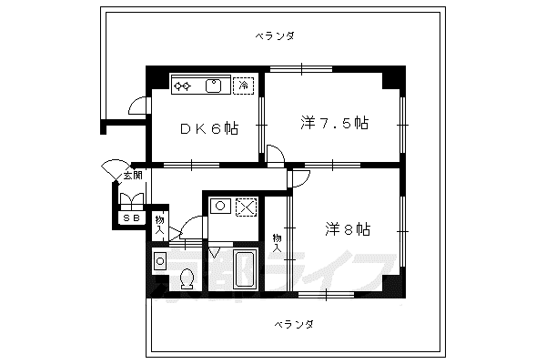 京都市烏丸線 五条駅(京都市営) 徒歩8分 15階建 築23年(2DK/14階)の間取り写真