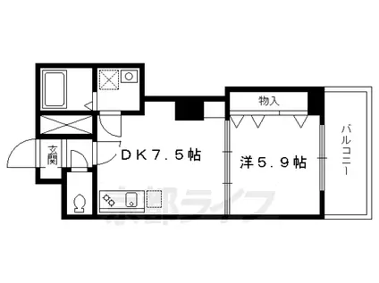 京都市烏丸線 今出川駅 徒歩12分 11階建 築22年(1DK/6階)の間取り写真