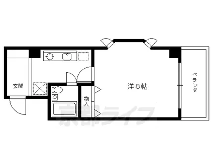 京福北野線 北野白梅町駅 徒歩19分 7階建 築31年(1K/4階)の間取り写真