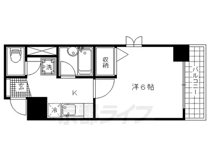 京都市烏丸線 丸太町駅(京都市営) 徒歩3分 5階建 築24年(1K/4階)の間取り写真