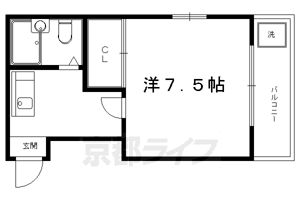 叡山電鉄 一乗寺駅 徒歩3分 3階建 築37年(1K/2階)の間取り写真