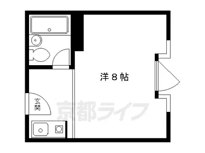 京都市烏丸線 北山駅(京都) 徒歩5分 3階建 築46年(1K/3階)の間取り写真