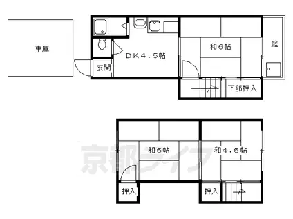 叡山電鉄 岩倉駅(京都) 徒歩12分 2階建 築36年(3DK)の間取り写真