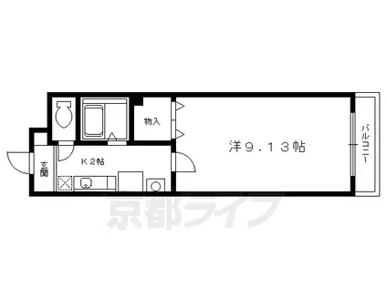 京都市烏丸線 北大路駅 徒歩37分 2階建 築22年(1K/1階)の間取り写真
