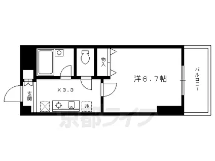 叡山電鉄 一乗寺駅 徒歩1分 4階建 築30年(1K/3階)の間取り写真