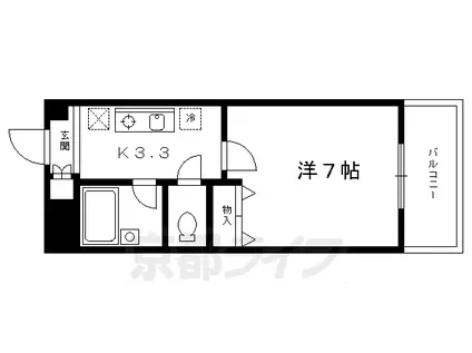 叡山電鉄 一乗寺駅 徒歩1分 4階建 築30年(1K/2階)の間取り写真