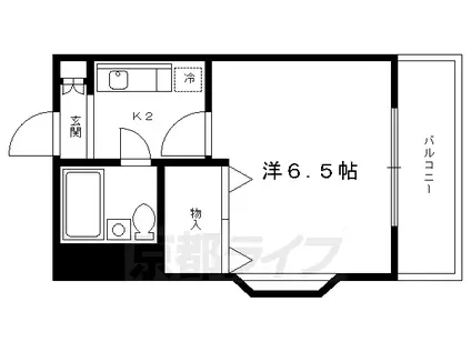 叡山電鉄 一乗寺駅 徒歩7分 4階建 築37年(1K/3階)の間取り写真