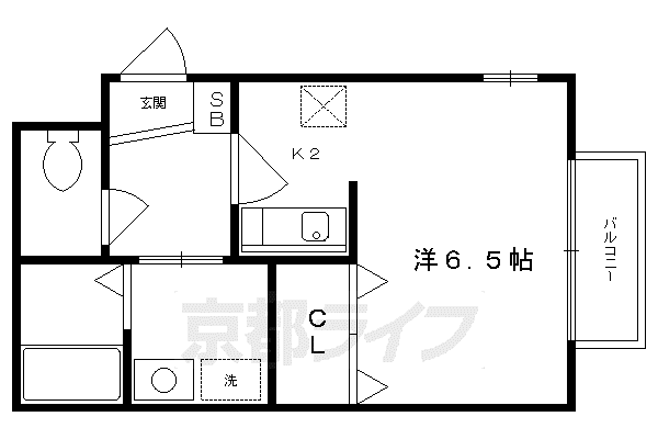 叡山電鉄 修学院駅 徒歩2分 3階建 築24年(1K/2階)の間取り写真