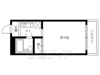 叡山電鉄 元田中駅 徒歩8分 4階建 築42年(1K/4階)の間取り写真