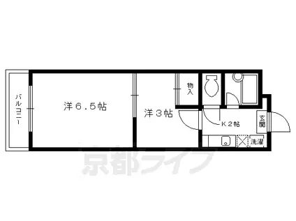 京都市烏丸線 鞍馬口駅 徒歩15分 4階建 築37年(2K/3階)の間取り写真