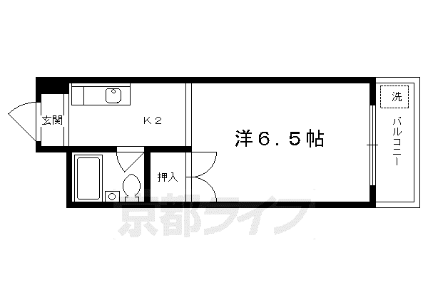 京福北野線 北野白梅町駅 徒歩20分 3階建 築37年(1K/3階)の間取り写真