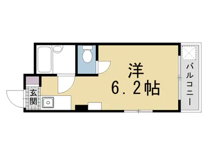 京都市烏丸線 北山駅(京都) 徒歩4分 3階建 築39年(1K/2階)の間取り写真