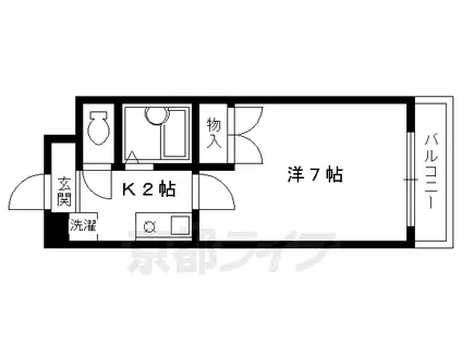 京福北野線 北野白梅町駅 徒歩13分 5階建 築27年(1K/3階)の間取り写真