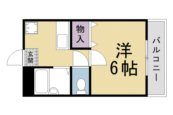 京都市烏丸線 北山駅(京都) 徒歩30分 3階建 築42年(1K/2階)の間取り写真