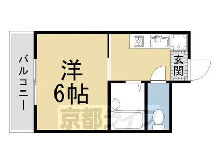 京都市烏丸線 丸太町駅(京都市営) 徒歩14分 3階建 築42年(1K/2階)の間取り写真