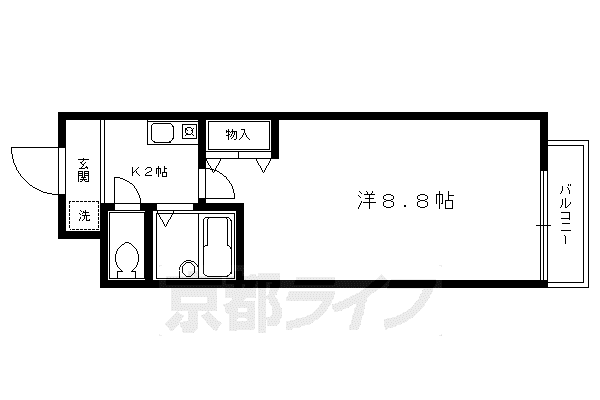 叡山電鉄 修学院駅 徒歩10分 2階建 築26年(1K/2階)の間取り写真
