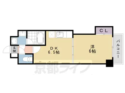 山陰本線 二条駅 徒歩10分 11階建 築21年(1DK/5階)の間取り写真