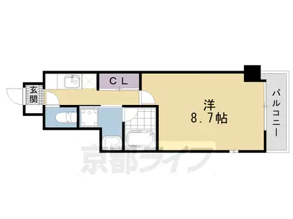 山陰本線 二条駅 徒歩10分 11階建 築21年(1K/3階)の間取り写真