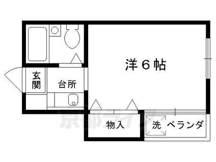 京都市烏丸線 鞍馬口駅 徒歩8分 4階建 築38年(1K/3階)の間取り写真