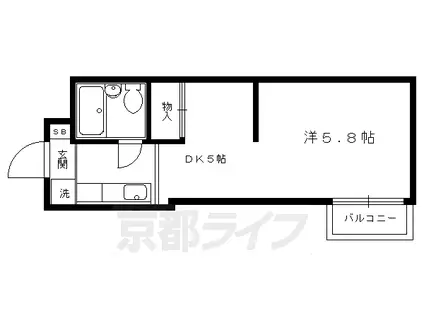 ヴィラビアンカ2(1DK/4階)の間取り写真