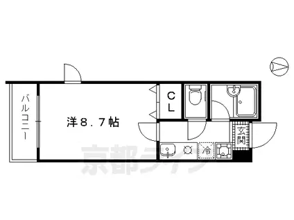 京都市烏丸線 北山駅(京都) 徒歩24分 4階建 築29年(1K/2階)の間取り写真