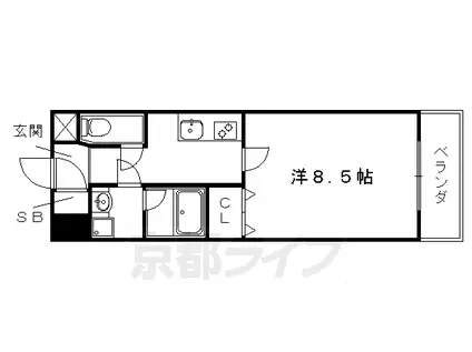 京都市烏丸線 北大路駅 徒歩18分 4階建 築22年(1K/2階)の間取り写真