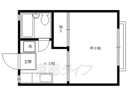 叡山電鉄 修学院駅 徒歩9分 2階建 築41年(1K/1階)の間取り写真