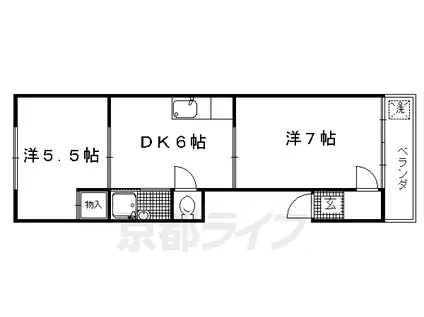 カトルジューヌⅡ(2DK/4階)の間取り写真