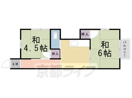 京福北野線 北野白梅町駅 徒歩9分 2階建 築111年(2DK/2階)の間取り写真