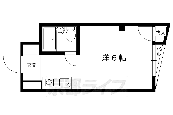京都市烏丸線 今出川駅 徒歩4分 5階建 築43年(1K/4階)の間取り写真