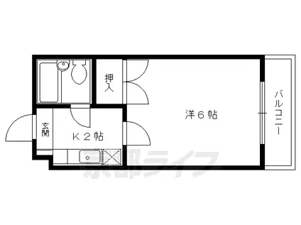 京都市烏丸線 北大路駅 徒歩14分 3階建 築43年(1K/1階)の間取り写真