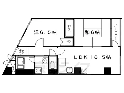 京福修学院マンション(2LDK/3階)の間取り写真