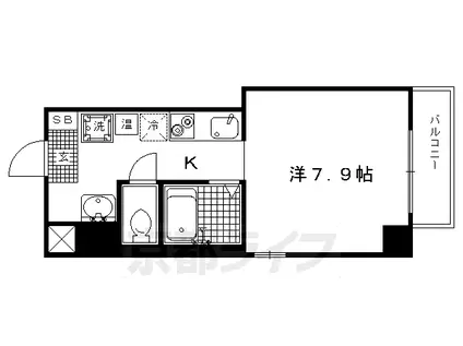 京都市烏丸線 鞍馬口駅 徒歩1分 3階建 築23年(1K/2階)の間取り写真