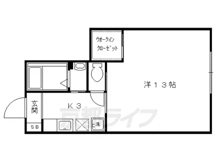 京福北野線 北野白梅町駅 徒歩12分 2階建 築23年(1K/1階)の間取り写真