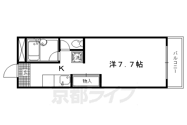 京都市烏丸線 北大路駅 徒歩31分 4階建 築29年(1K/1階)の間取り写真