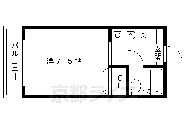 京阪電気鉄道鴨東線 出町柳駅 徒歩25分 3階建 築35年(1K/1階)の間取り写真