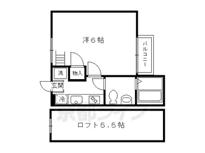 京都市烏丸線 今出川駅 徒歩7分 2階建 築21年(1K/2階)の間取り写真