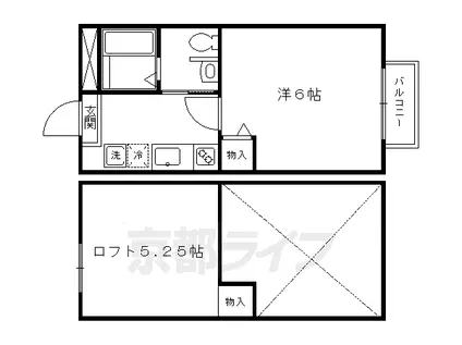 叡山電鉄 元田中駅 徒歩20分 3階建 築21年(1K/1階)の間取り写真