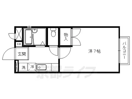京都市烏丸線 北大路駅 徒歩7分 2階建 築27年(1K/2階)の間取り写真