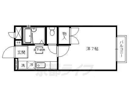 京都市烏丸線 北大路駅 徒歩7分 2階建 築27年(1K/1階)の間取り写真