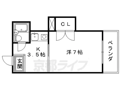 マンションモア(1K/3階)の間取り写真