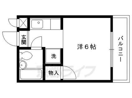 京都市烏丸線 松ケ崎駅(京都) 徒歩7分 2階建 築36年(1K/2階)の間取り写真