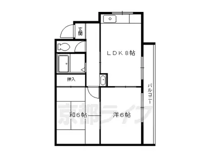 叡山電鉄 修学院駅 徒歩2分 3階建 築37年(2LDK/3階)の間取り写真