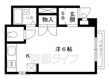 京都市烏丸線 北大路駅 徒歩20分 3階建 築47年(1K/2階)の間取り写真