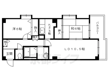 叡山電鉄 木野駅 徒歩9分 3階建 築36年(2LDK/3階)の間取り写真