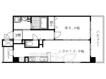 叡山電鉄 茶山・京都芸術大学駅 徒歩3分 7階建 築21年(1LDK/1階)の間取り写真