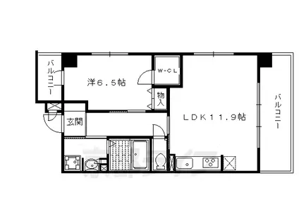 叡山電鉄 茶山・京都芸術大学駅 徒歩3分 7階建 築21年(1LDK/5階)の間取り写真