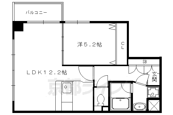 京都市烏丸線 今出川駅 徒歩8分 7階建 築21年(1LDK/5階)の間取り写真