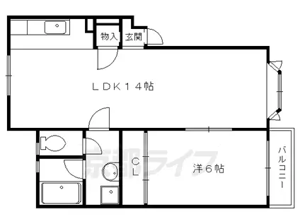 京都市烏丸線 松ケ崎駅(京都) 徒歩13分 2階建 築40年(1LDK/2階)の間取り写真