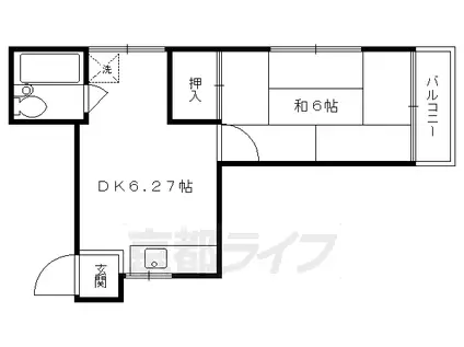 叡山電鉄 八幡前駅(京都) 徒歩1分 3階建 築41年(1DK/2階)の間取り写真